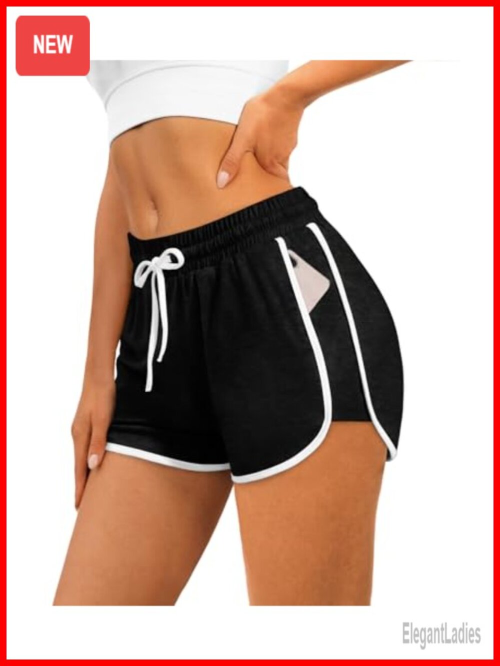 Women's High Stretch Dolphin Hem Athletic Shorts with Pockets